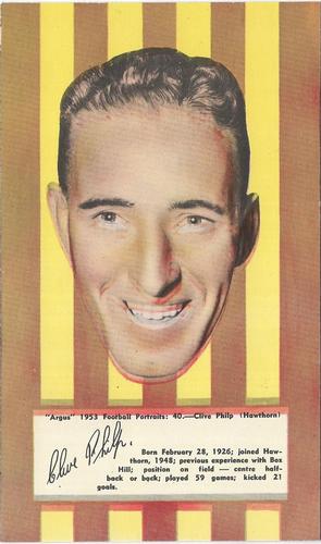 1953 Argus Football Portraits #40 Clive Philp Front
